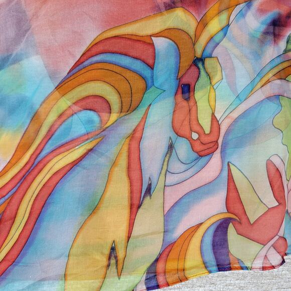 Cocoon House Kimono Silk Top Womens S/M Watercolor Swirl Side Tie Art To Wear - Picture 11 of 16